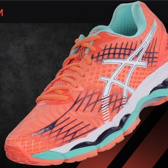 NEW IN BOX ASICS GEL NIMBUS 17 Orange Turquoise White Womens 8 US 39 EUR - Picture 5 of 9